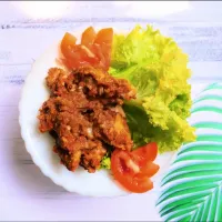 Snapdishの料理写真:Spicy hot rujak chicken|Iburi Foodさん