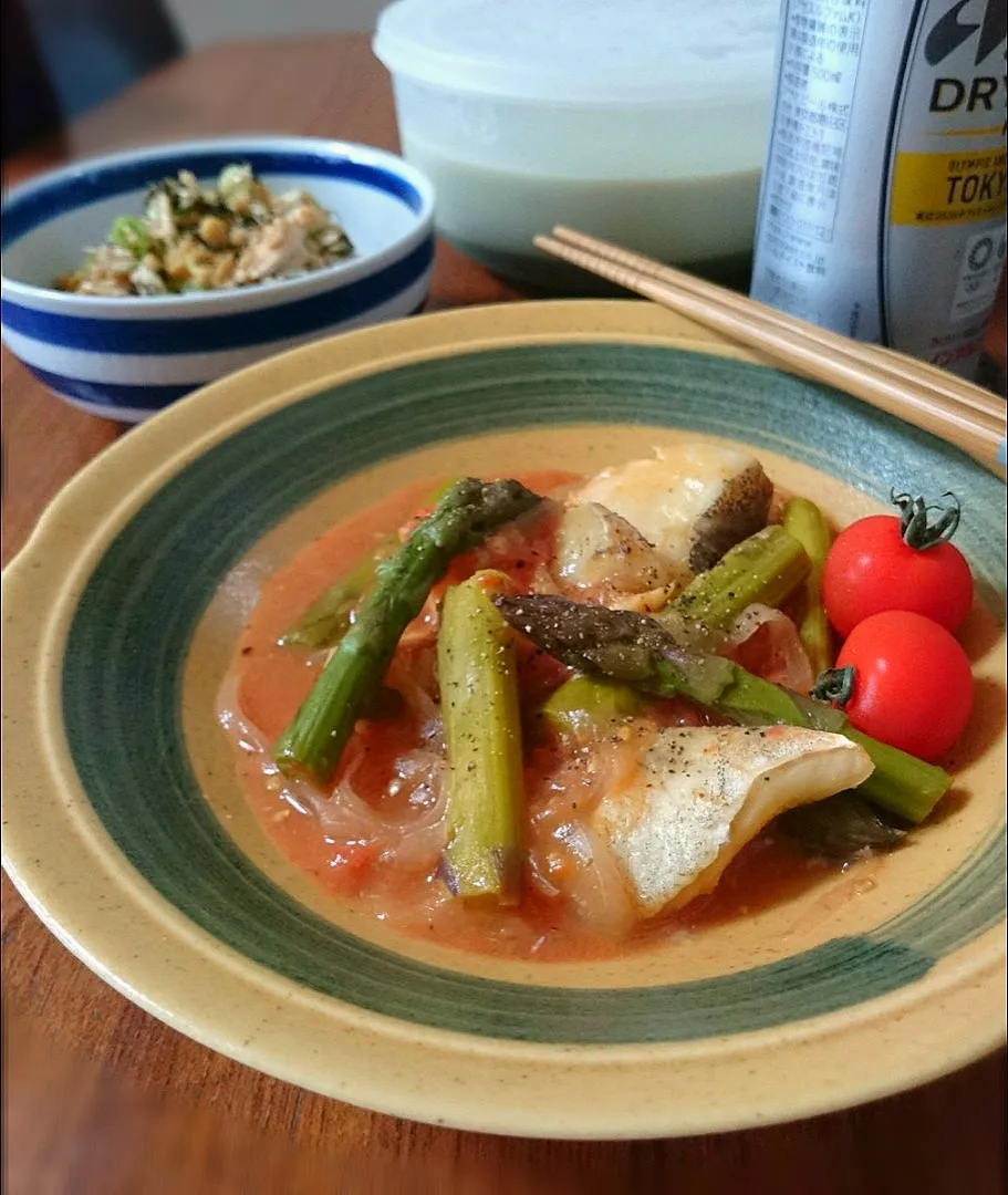 ﾀﾗのｹﾁｬｯﾌﾟ煮|まりおさん