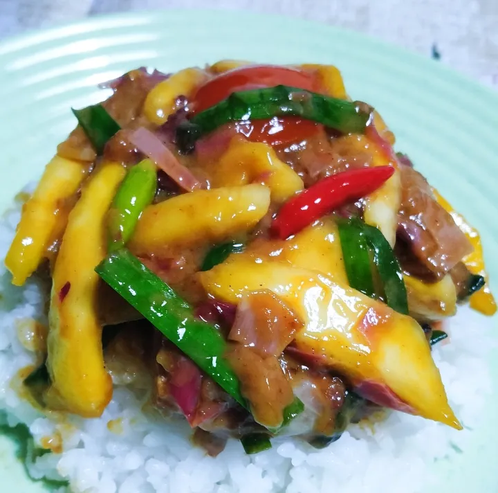 Snapdishの料理写真:Rice with Salted Fish with Mango|Harlina  (Malaysia)さん