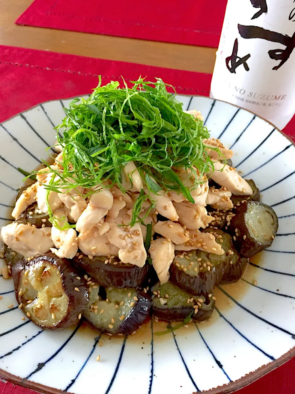 なすとささみのごまポン酢かけ🍀|おかちさん