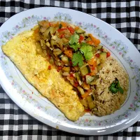 Mixed vegetables omelette over rice|benさん