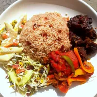 rice and peas brown stew chicken, Turkey neck pasta and vegies|SHENNAECOOKSさん