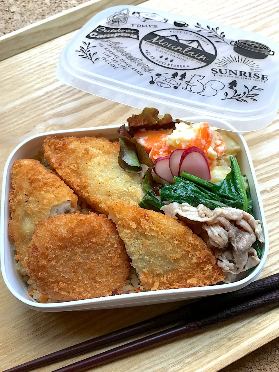 炒飯魚フライ弁当|二キィさん