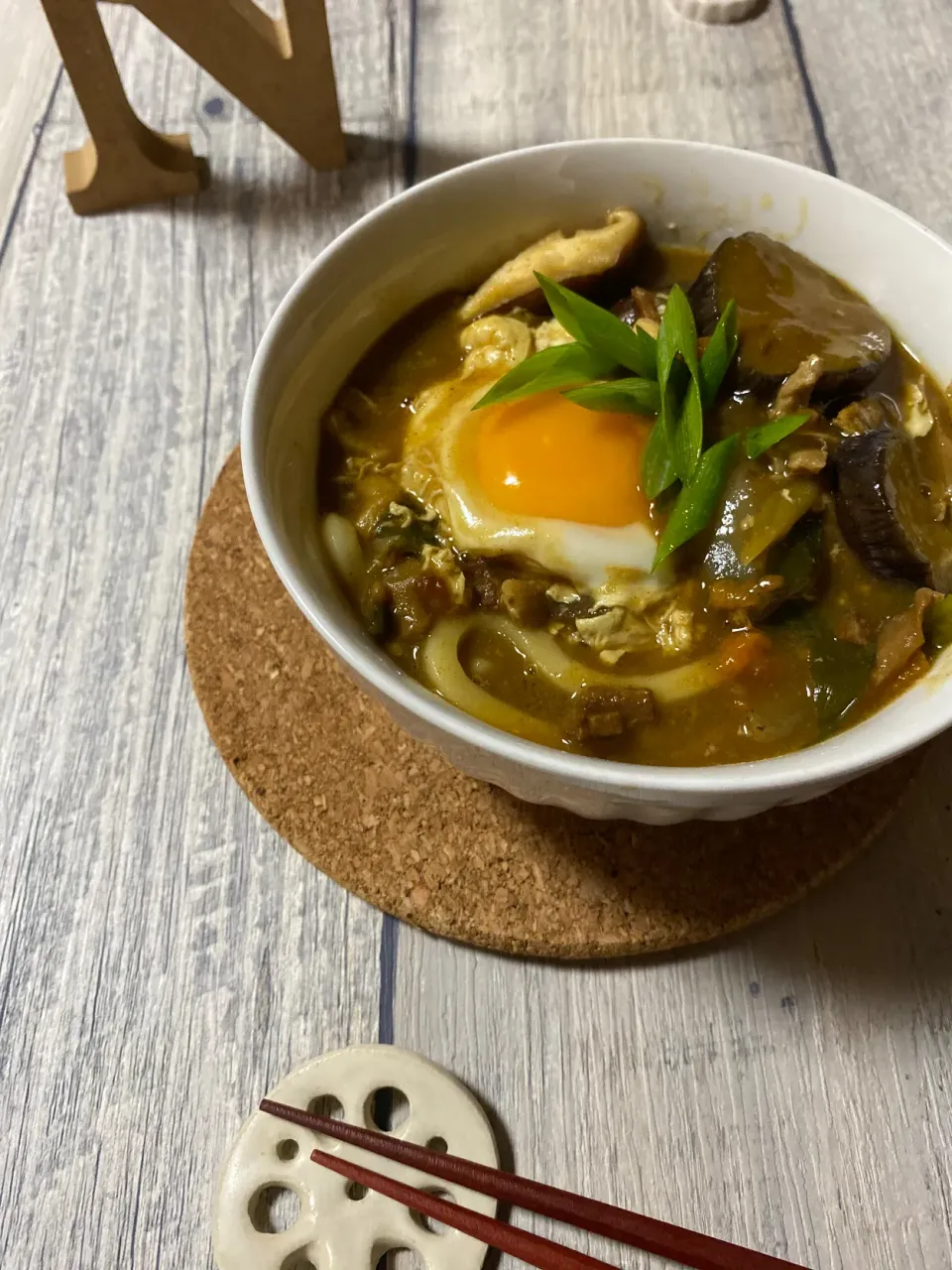 和風だしで月見カレーうどん|naho_nonaさん