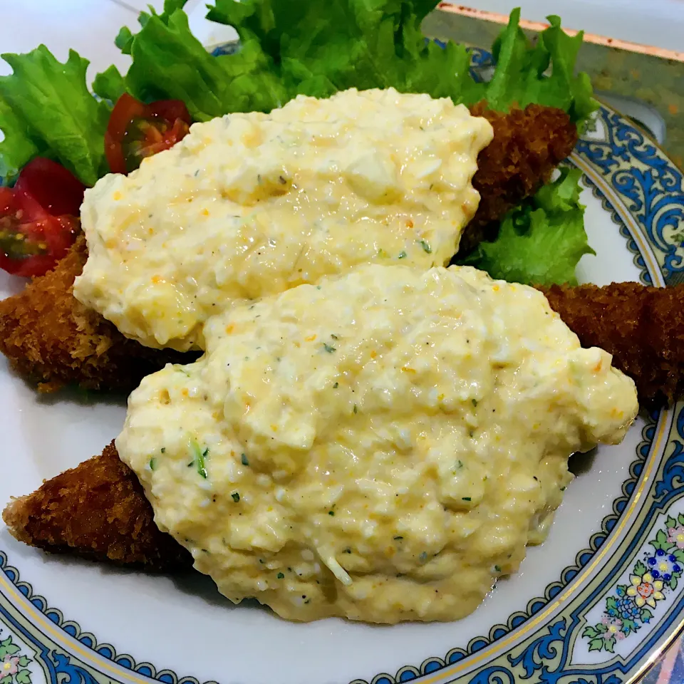 ぱんださんの料理 チキン南蛮🐾❤からの 煩悩崩壊白身魚のタルタルソース山盛り😍😍ｹﾞｷｱﾂ|とらさん