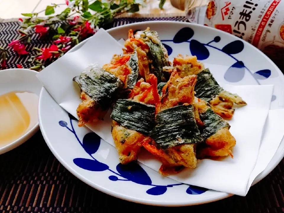 玉ねぎ上部の緑の葉ねぎ巻き野菜天|Naomi Furuyaさん