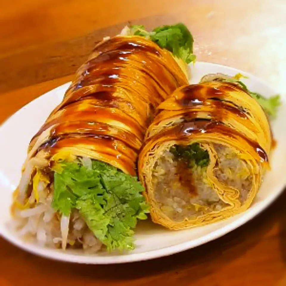 😋煙燻腐皮卷🥢Smoked bean curd skin roll🥬豆腐ラップもやし|Teresaさん