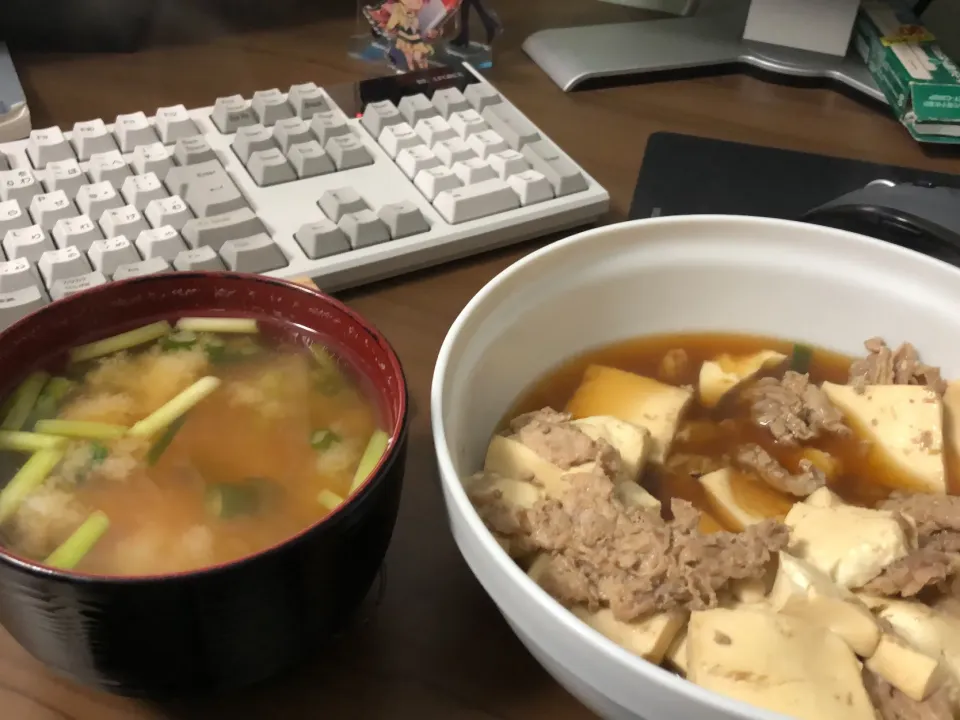 肉豆腐・ジャガイモとニラの味噌汁|a-parkさん