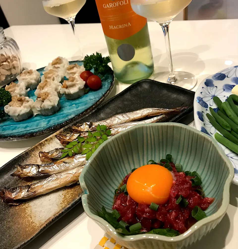 桜ユッケ🌸シシャモ🐟焼売➰🥂😋|ナムナムさん