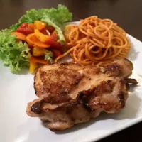 chicken chop ➕ spaghetti
with lemon saurce|yanさん