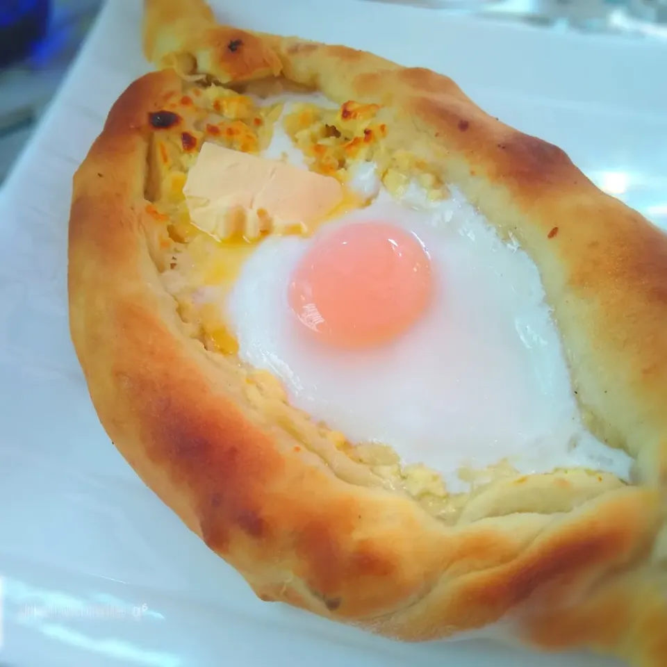 Snapdishの料理写真:Khachapuri, in Tbilisi 
Georgian cheese bread|Arisaさん