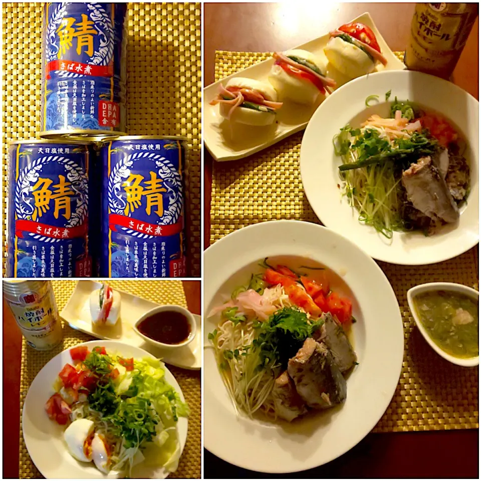 Today's dinner🍴土鍋中華屋さんの中華ﾊﾟﾝｻﾝﾄﾞｳｨｯﾁ ･鯖缶deさっぱり素麺･ｻﾗﾀﾞﾗ〜ﾒﾝ|🌈Ami🍻さん