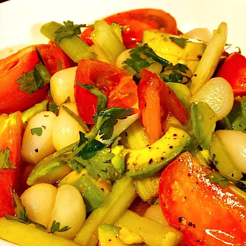 Simply Fresh Coriander Tomato, Celery,Avocado,Onion Sakado with Sesame vinegar dressing|Emanuel Hayashiさん