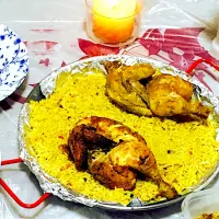 Snapdishの料理写真:Yemen rice (mandi) and chicken (two ways)-grilled and broiled.|Mimiさん