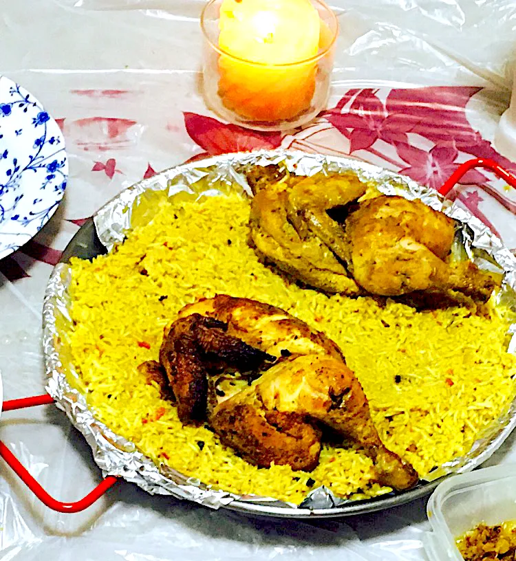 Yemen rice (mandi) and chicken (two ways)-grilled and broiled.|Mimiさん