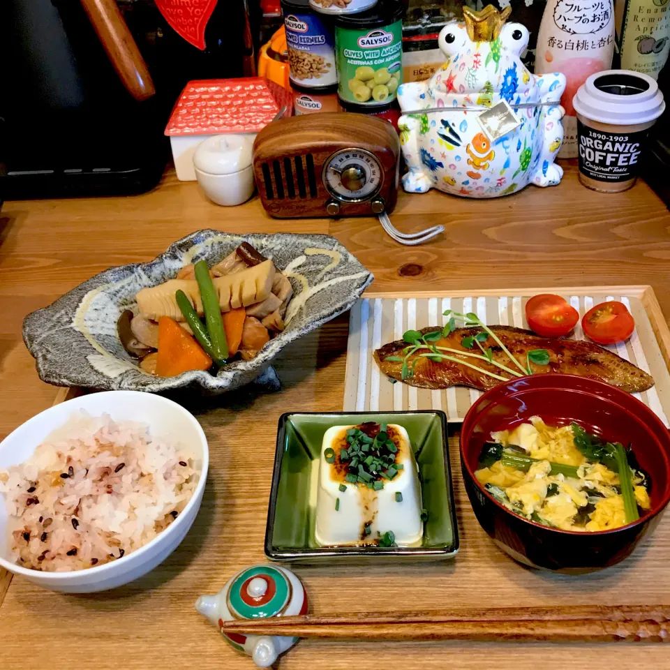 ＊がめ煮＊カレイのみりん干し＊雑穀玄米＊ほうれん草と卵の吸い物＊冷奴|まぁちゃんさん