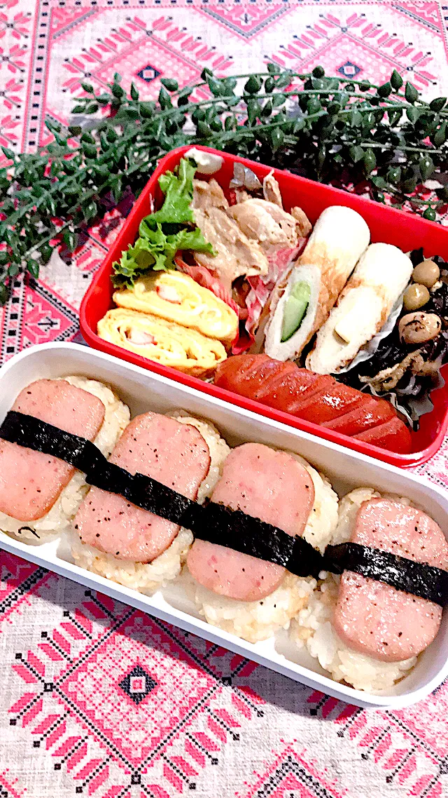 🔸旦那弁当🔸丸大食品・N e w バーガーを使って、手軽にスパム風おにぎり🔸|🌼はなちゃん🌼さん