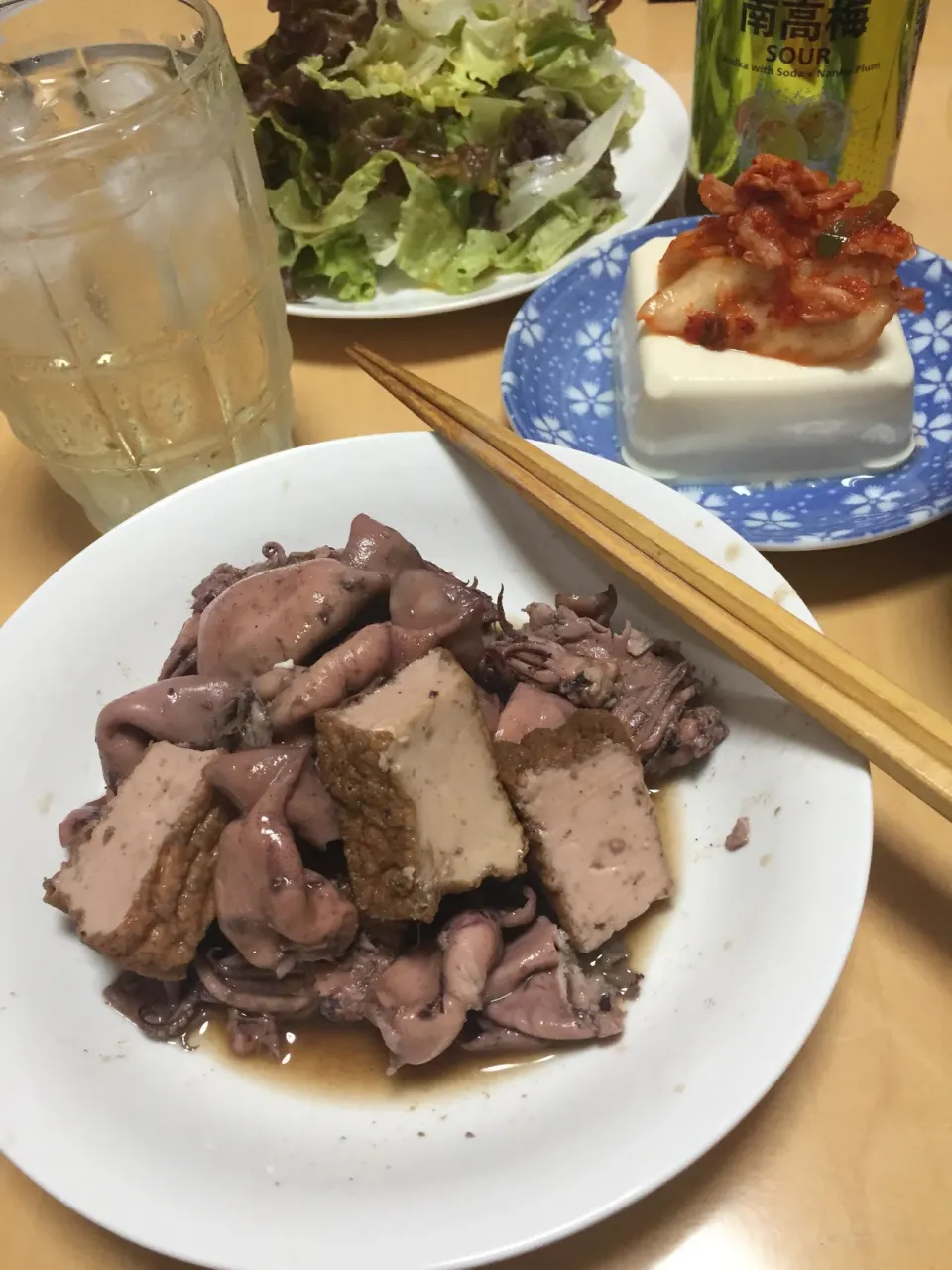 Snapdishの料理写真:在宅勤務中の男飯(小イカと厚揚げの煮物)|おおもりの星さん