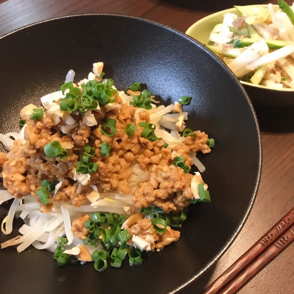 大豆ミートとこんにゃん麺でジャージャーうどん♪|いくさん