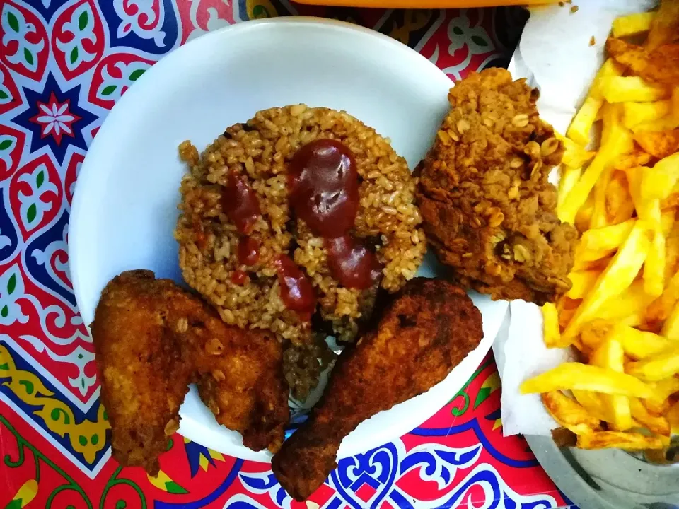 Fried chicken and Risotto rice😋|Nesmaさん