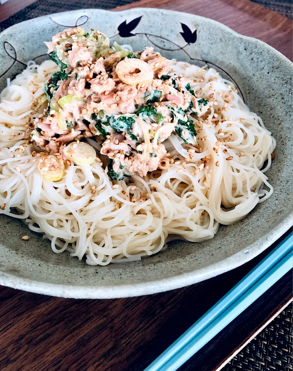 本日のランチ→ツナマヨ素麺|Taja & Mayさん