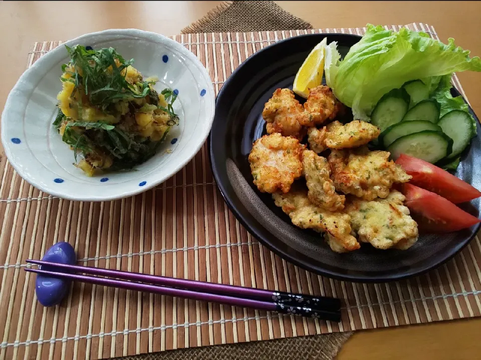 さつまいものさっぱり和風サラダも味噌とり天|真希さん