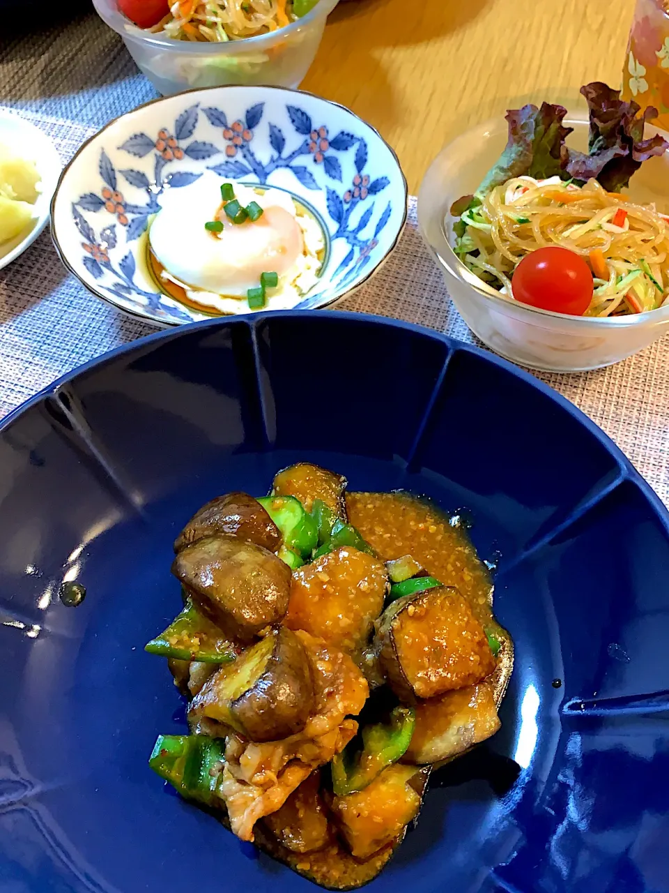 Snapdishの料理写真:茄子と豚肉とピーマンの味噌炒め|Mikaさん