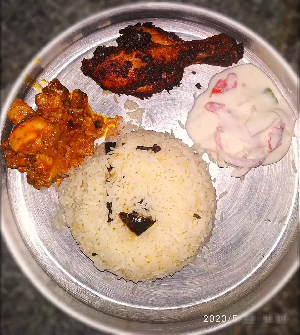 Ghee Rice with Chicken fry and Chicken Sukka|Richieさん