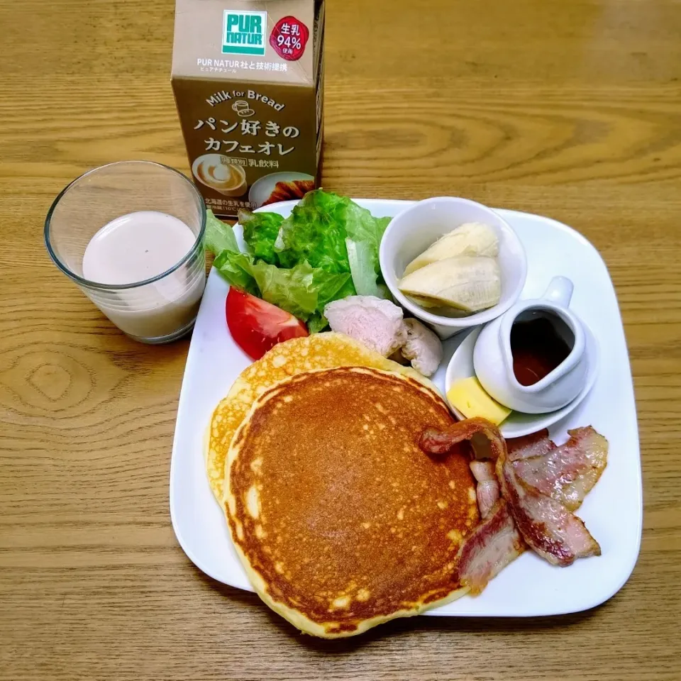 『DEAN&DELUCAのパンケーキミックスで朝ごはん パン好きのカフェオレで』|seri-chanさん