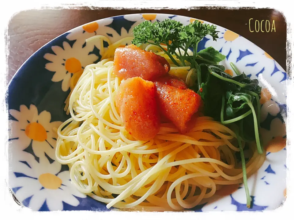 Kentaro Kayamaさんの料理 今日のまかない「バター＆レモン＆明太子＆三つ葉🍝」|cocoaさん