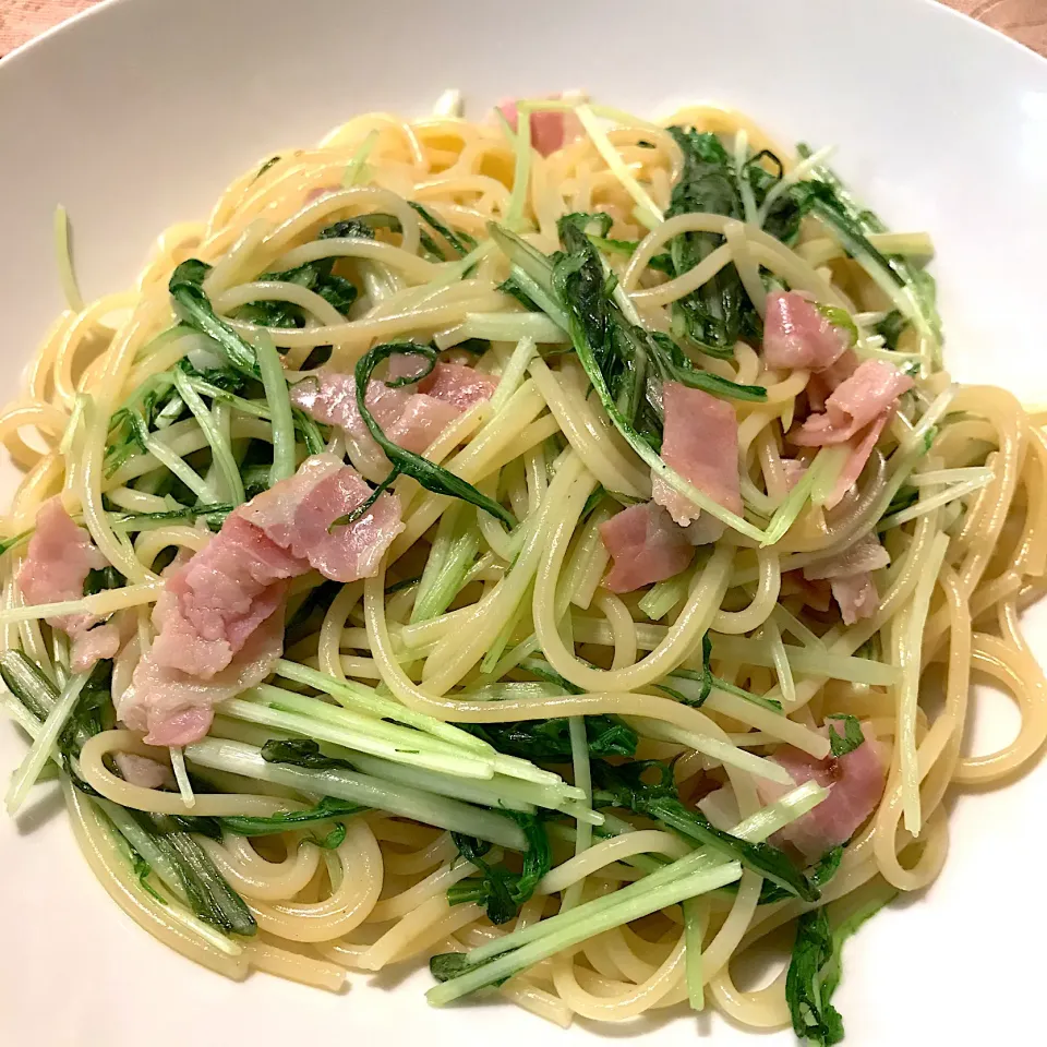 ベーコンと水菜のパスタ|純さん