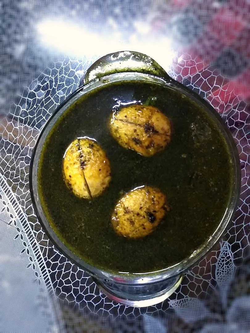 Snapdishの料理写真:Skunk Vine Egg Curry (known as Bhedailotaa in Assamese)|AnkIta Sangmaiさん