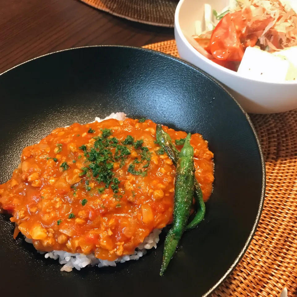 大豆ミートのトマトキーマカレー🍅（野菜の水分のみ）|いくさん