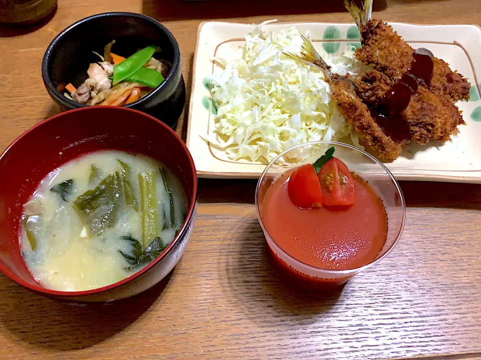 6月7日夕飯…今日も次女の宿題にお付き合い✨切り干し大根とトマトゼリーは次女作😊|もぐぷーさん