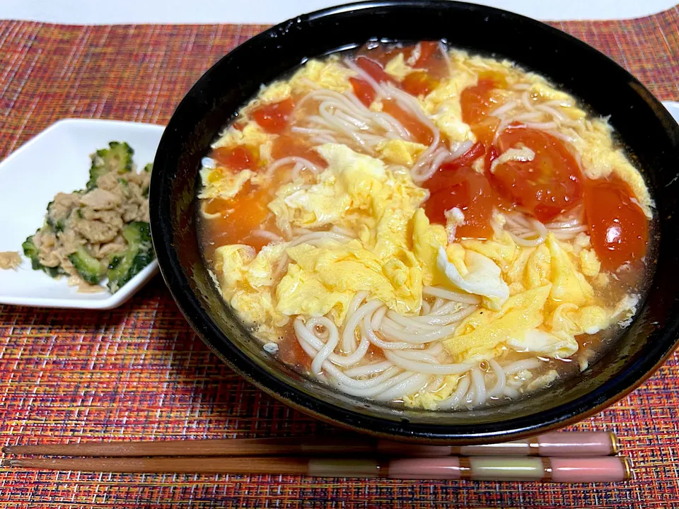 Snapdishの料理写真:トマトと卵のにゅうめん|ゆうさん