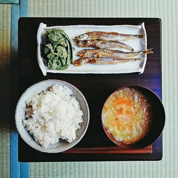 山菜&魚で朝飯|omotoさん