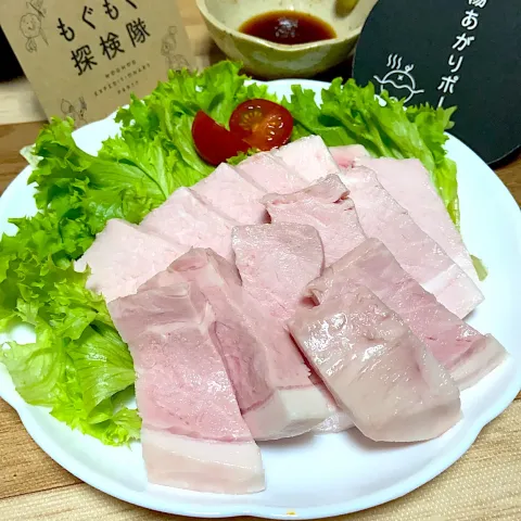 「湯あがりポーク」を使ってみたSnapdishの料理・レシピ写真:湯あがりポーク　お刺身風で頂きます