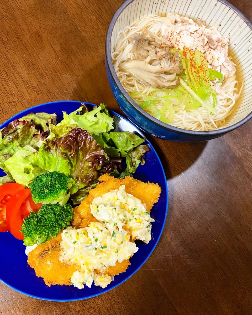 鯛フライタルタルソースかけ&鯛そうめん|み〜さん