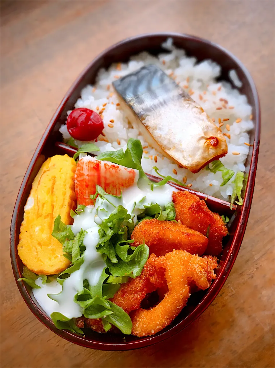 今日のお弁当・塩鯖と鶏むねフライ|akiさん