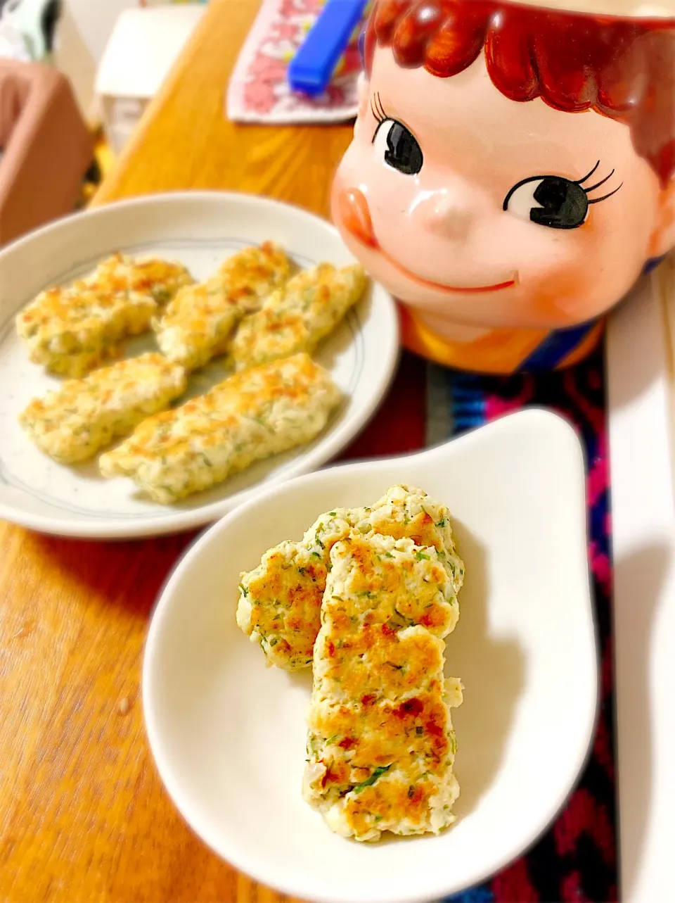 手掴み食べシリーズ♡自家製鶏胸ひき肉とお豆腐のスティックハンバーグ。|ぽき。さん