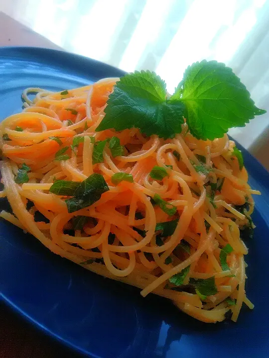 明太子と大葉のスパゲッティ😋🍝✨🎶|アイさん