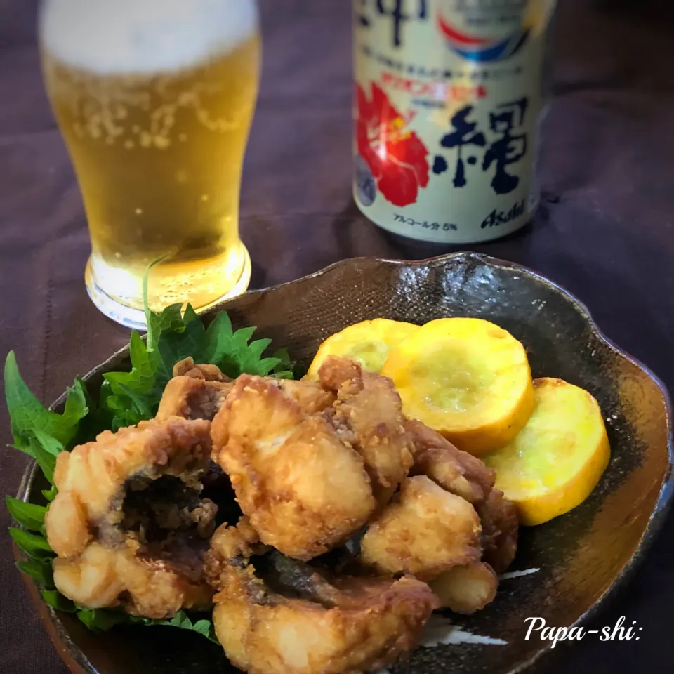 グルクンの唐揚げ　オリオンビールで🍺|パパ氏さん