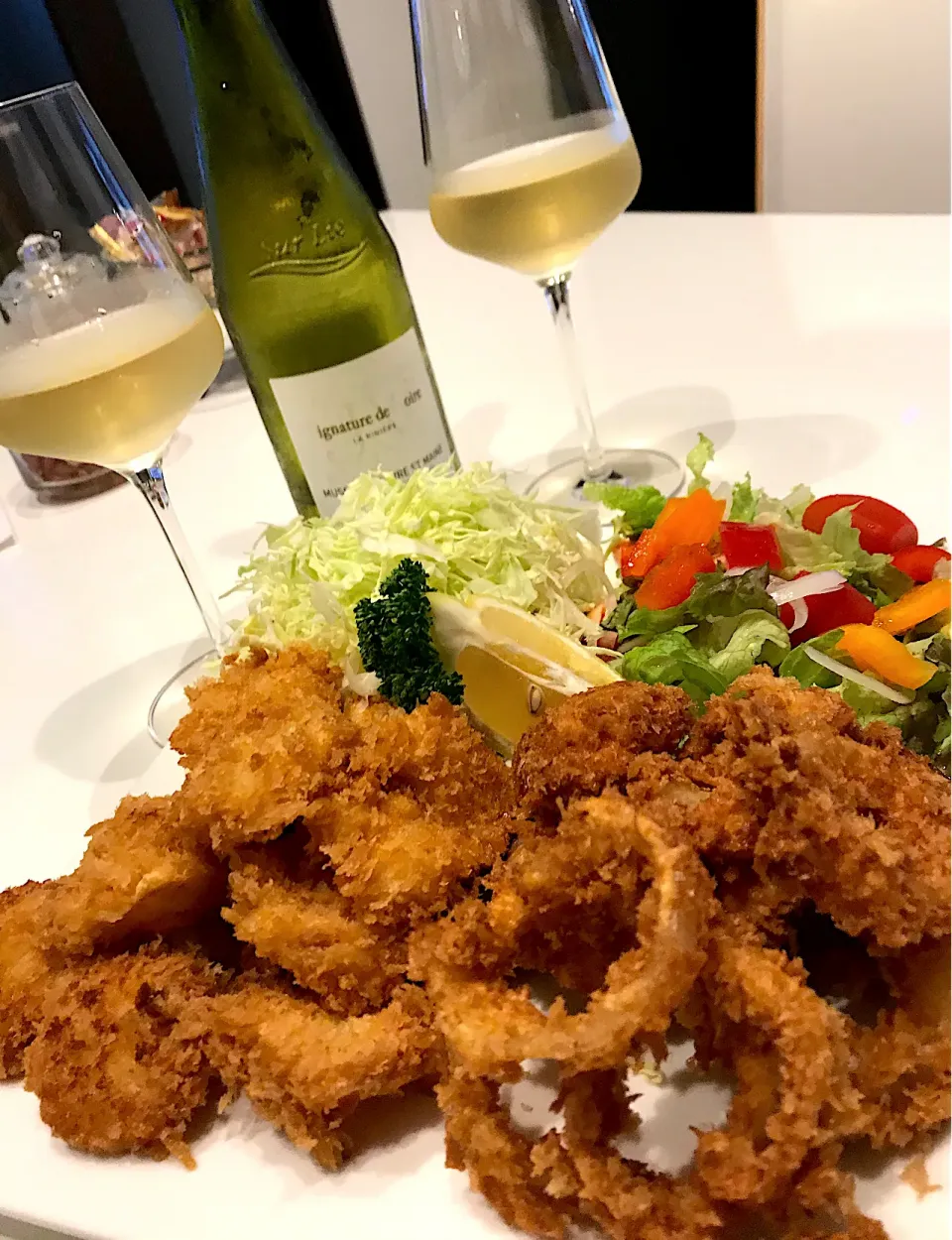 帆立貝柱とオニオンリングのフライ🧅➰🥂😋|ナムナムさん