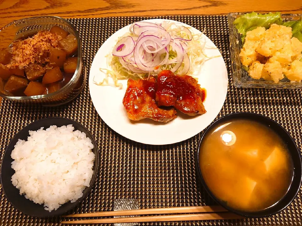 🐷ポークチャップ定食|くみけるさん