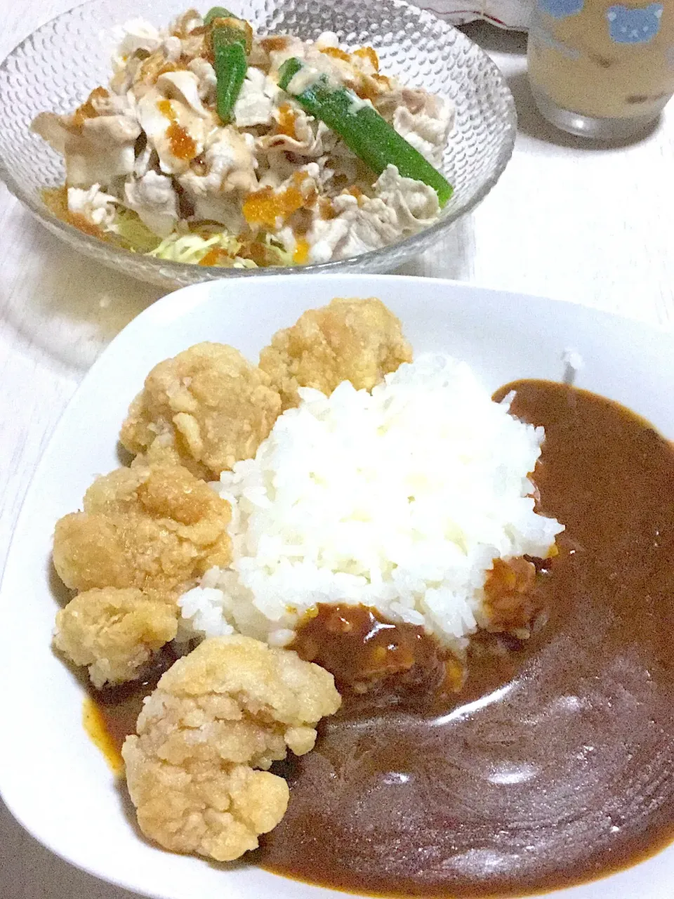 唐揚げカレー、冷しゃぶサラダ|Ayaさん