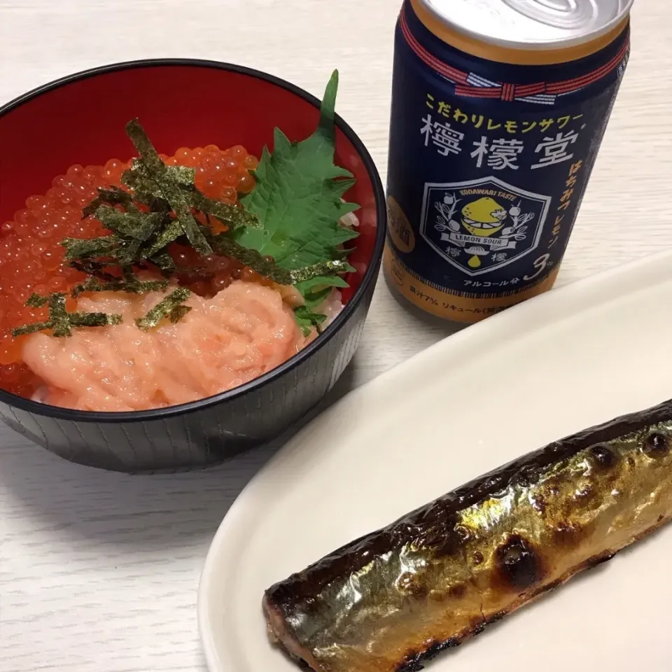 ☆今日の晩ごはん☆　海鮮親子丼　糠さんま|hamamaさん