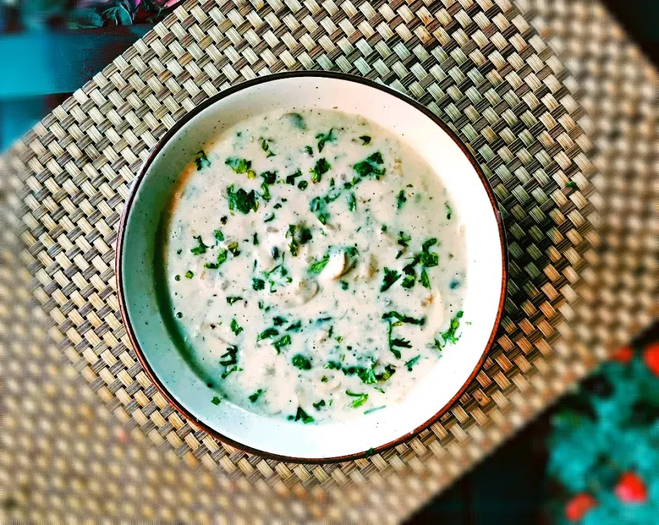 Cream of Mushroom ..for recipe click https://cookwithkb.blogspot.com/2020/06/cream-of-mushroom-soup.html|Karan Burmanさん