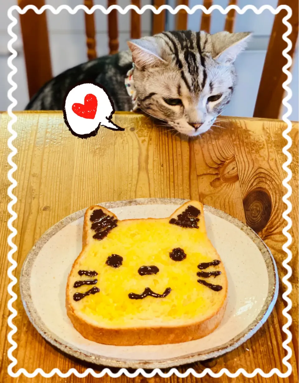 ねこねこ食パンを ニャンコに😸❤|あさちゃん☆さん