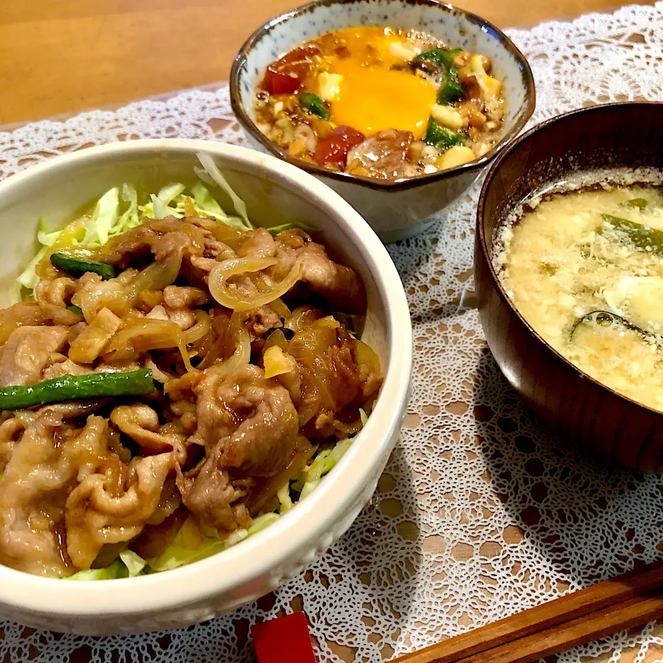 Snapdishの料理写真:週末の親孝行☺︎スタミナ満点の夜ごはん|ゆかｕさん