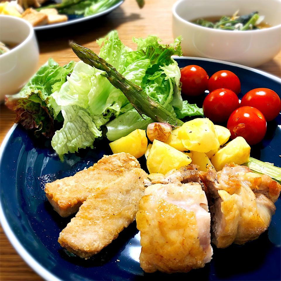 ローズマリーチキンロール、まぐろ竜田揚げ